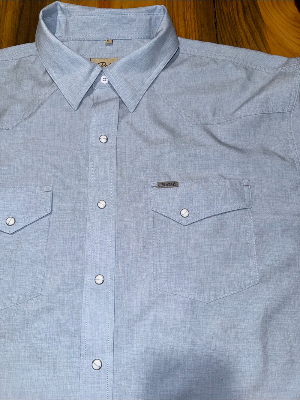 Men's Pearl Snap Western Shirt in Blue Gray Color, Short Sleeve, XL - Picture 2 of 8